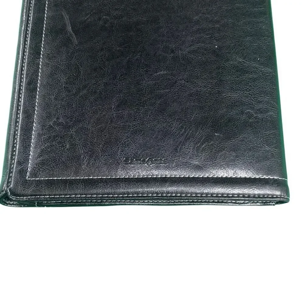 Samsonite Unisex Black Faux Leather Tri-Fold Padfolio Organizer with Calculator